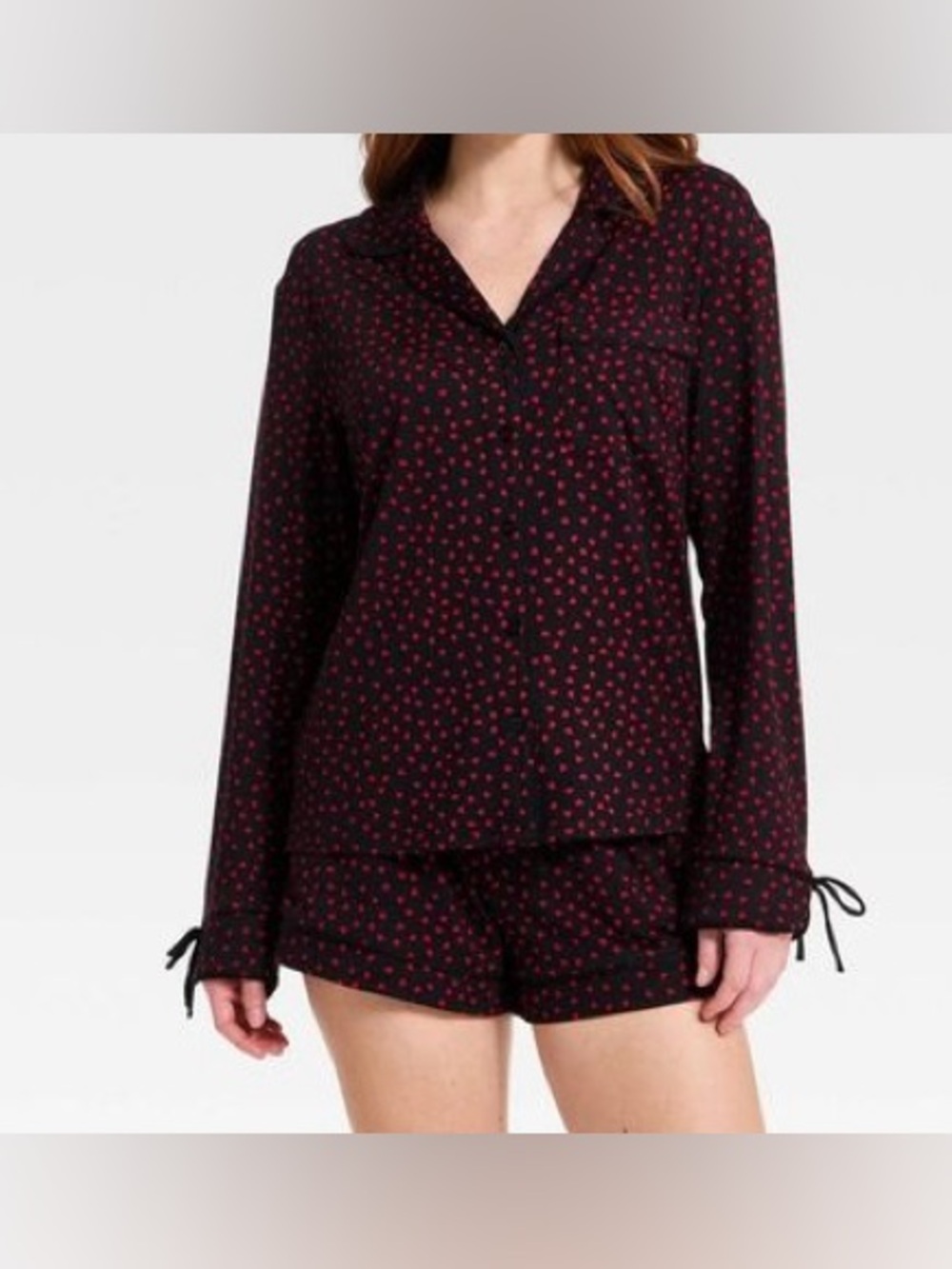 Auden Women's Black & Red Dot Pajama Set - Sleep Top and Shorts